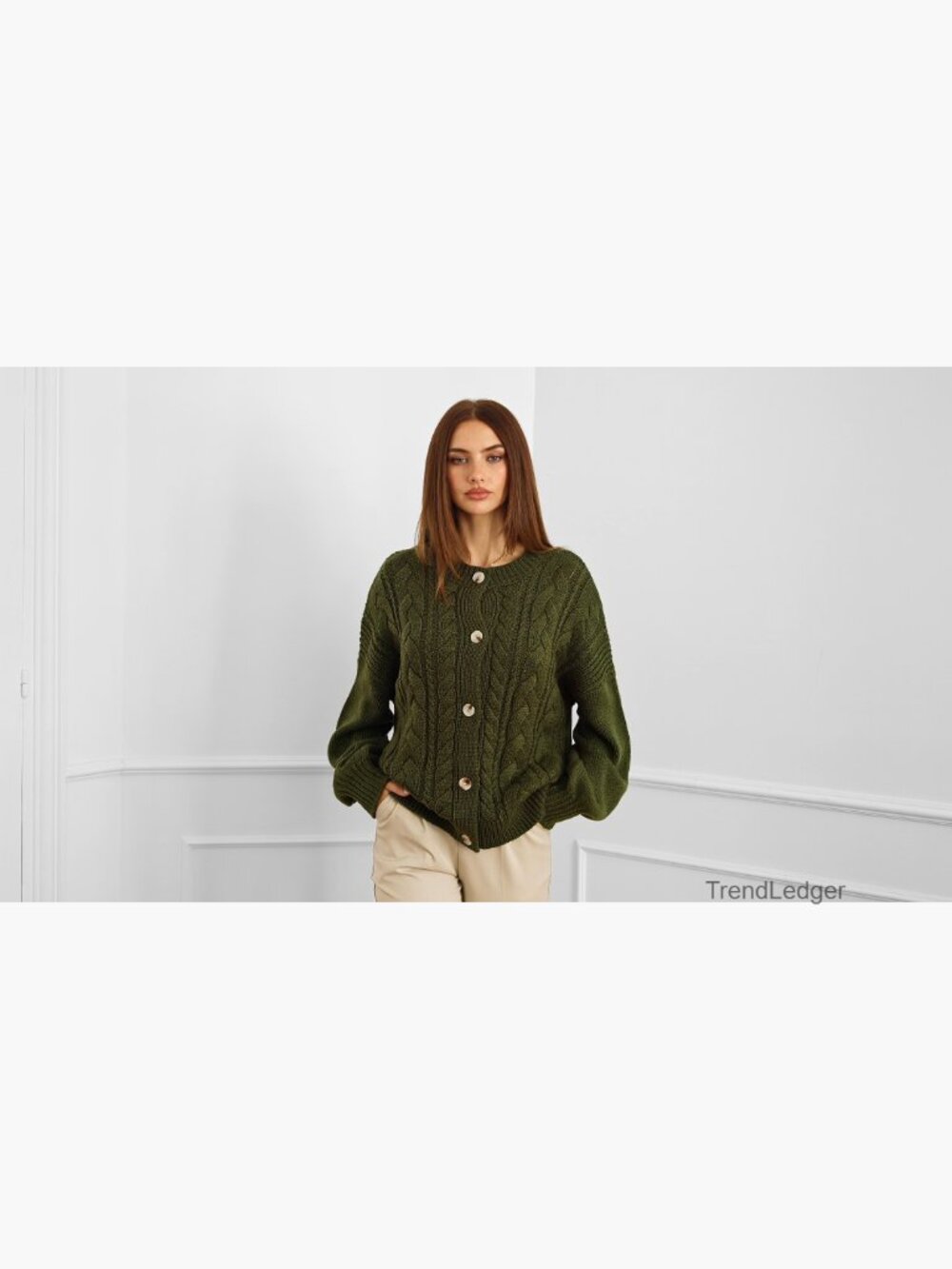Chunky Cable Knit Cardigan Sweater Women's Oversized Button Front Winter - Picture 7 of 7